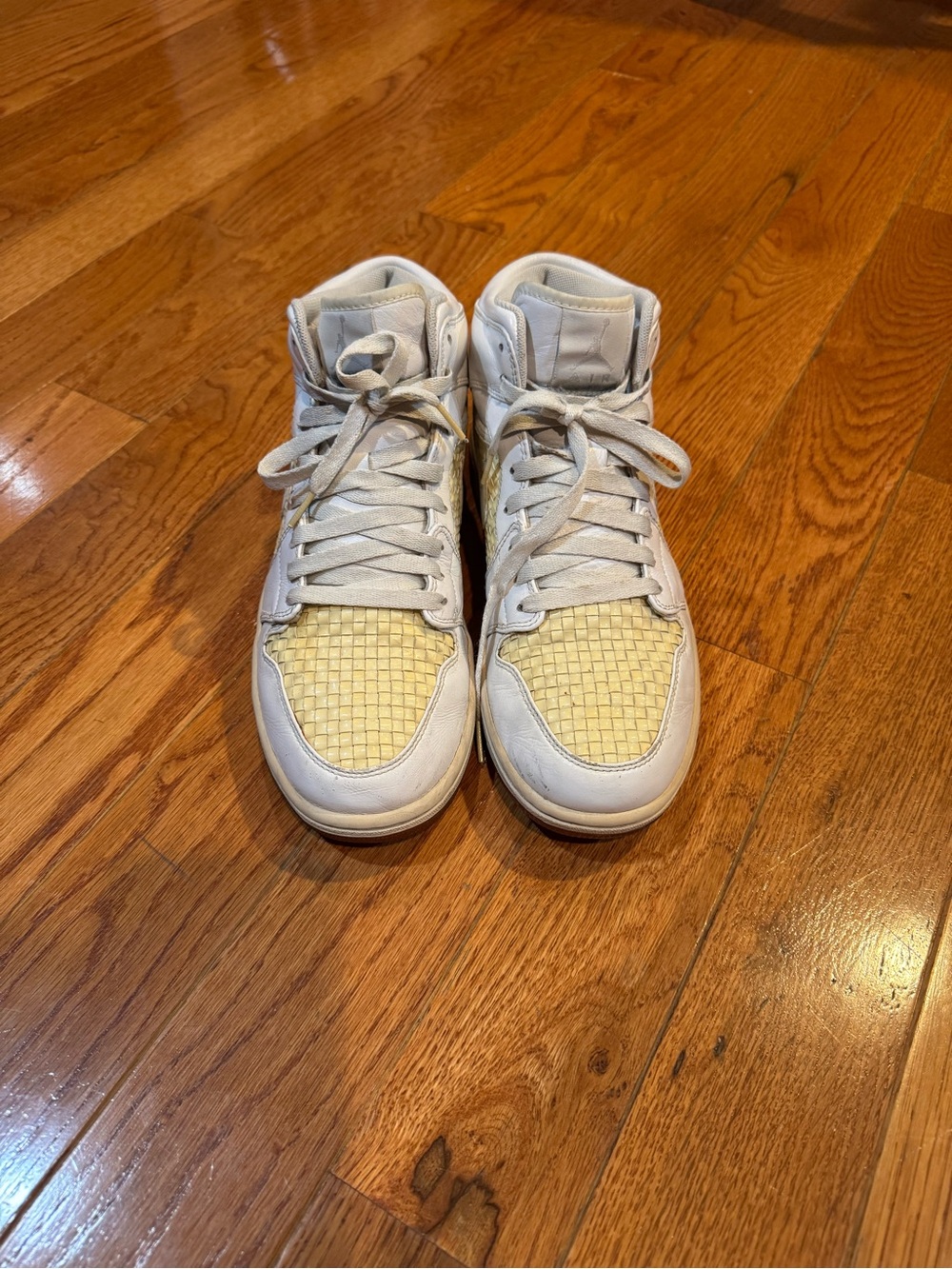 2008 Air Jordan 1 Premier Woven White Sail Sneakers Size 9